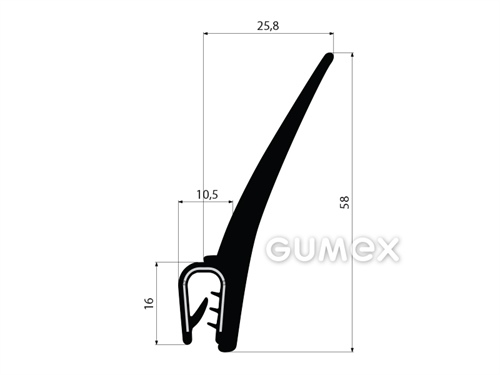 GUMMIPROFIL PIRELI U-FORM MIT FAHNE - DICHTUNG MIT ARMIERUNG - PVC